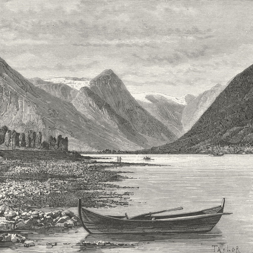 NORWAY. Fjaerland-Fiord c1885 old antique vintage print picture